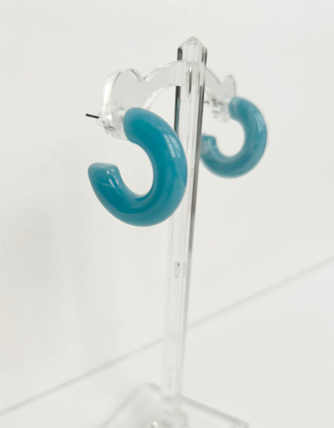 Callie Hoop Earrings in Blue Swirl