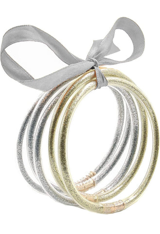 PRE-ORDER The Goldie Jelly Bracelets in Silver & Champagne